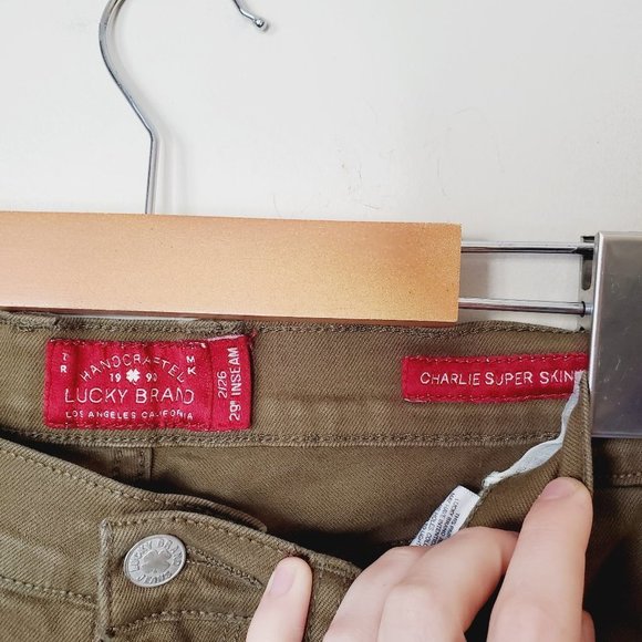 Lucky Brand Jeans Charlie Super Skinny Olive Green 26 - Picture 7 of 12
